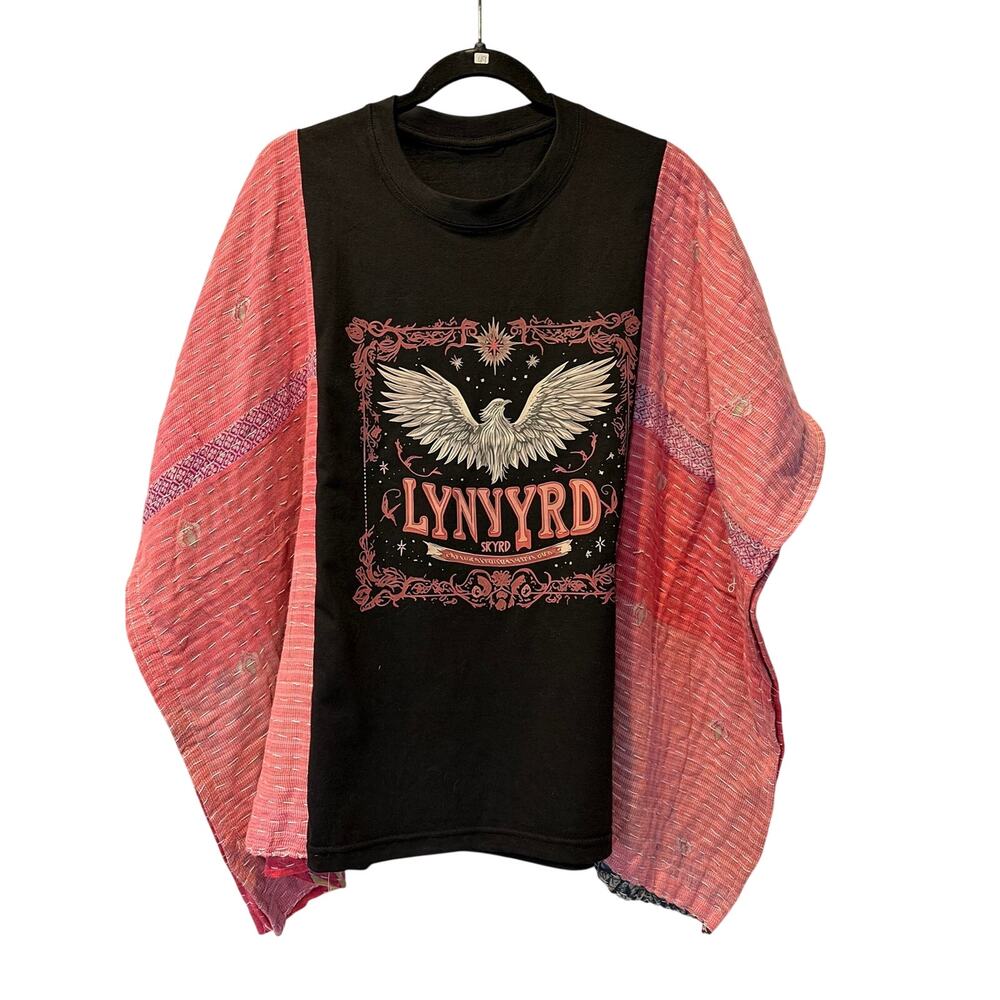 Lynyrd Skynyrd Upcycled Kantha Tunic Top Shirt OS Handmade Boho